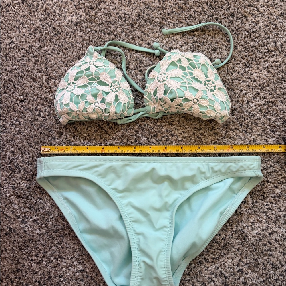 Xhilaration Mint Green Crochet Lace Triangle Bikini